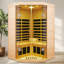 Two Persons Large Glass Front Deluxe Transparent Version Hemlock Far Infrared Corner Sauna Room
