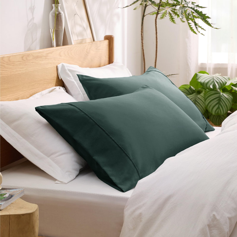 Bedsure Decorative Boho Pillow Shams With Envelope Closure, Forest Green, King Pillow Case