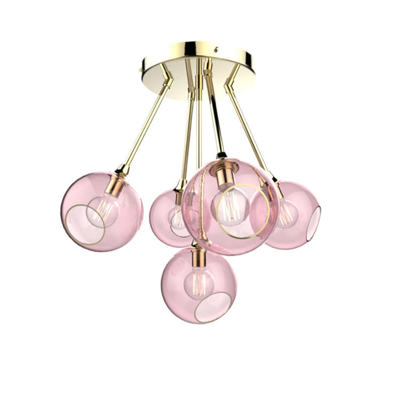Ballroom Molecule 5 - Light Chandelier, Pink, Gold