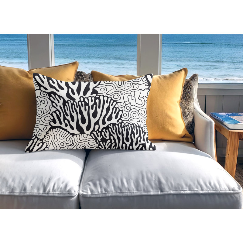 Coussin lombaire intérieur / extérieur Frog gras Coral, H 18 po x l 25 po, Noir
