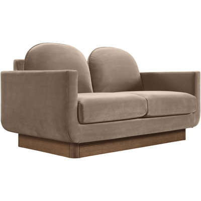 Causeuse rembourrée en velours taupe de 63 po Diviento