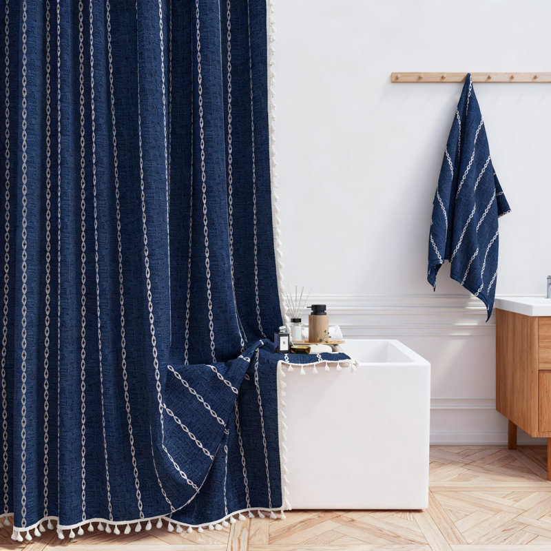 Ensemble de rideau de douche Farmhouse, Navy