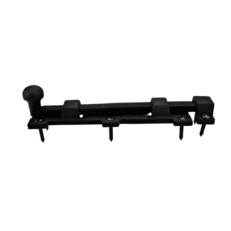 Black Wrought Iron Ball Tip Slide Bolt Latch with Mounting Hardware