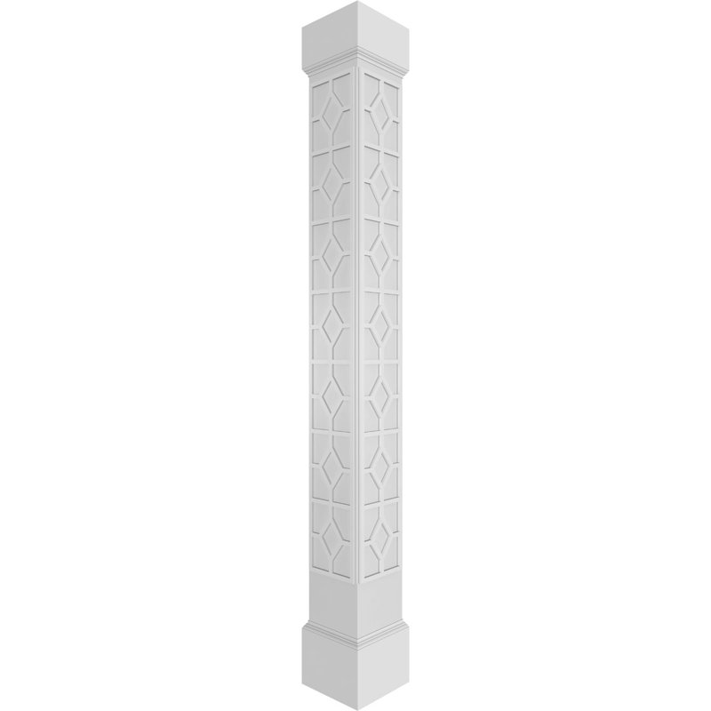 Colonne carrée classique non-conique Craftsman avec mission Capital et base, H 108 po x l 7,6 po x P 7,6 po