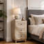 3 Drawer Oak Rattan Bohemian Chest of Drawers Nightstand for Bedroom Hallway