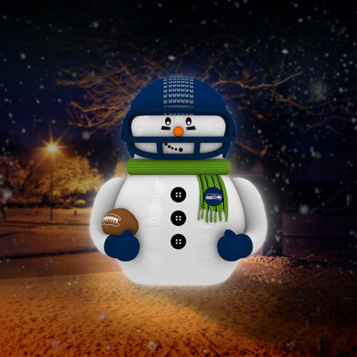 Sporticulture Seattle Seahawks Inflatable Snowman Player – 7 Ft Tall Yard Decoration w/ LED Lights | NFL Holiday Football Snowman | Built-in Blower Motor, Weather-Resistant, Indoor/Outdoor Use