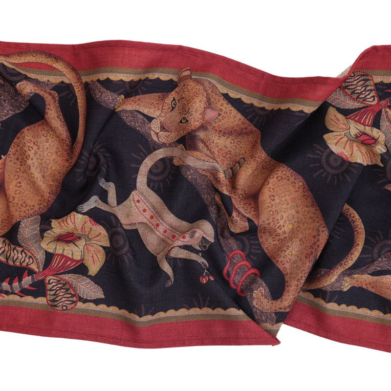 Monkey Tales Table Runner - Linen, 94" L, Night