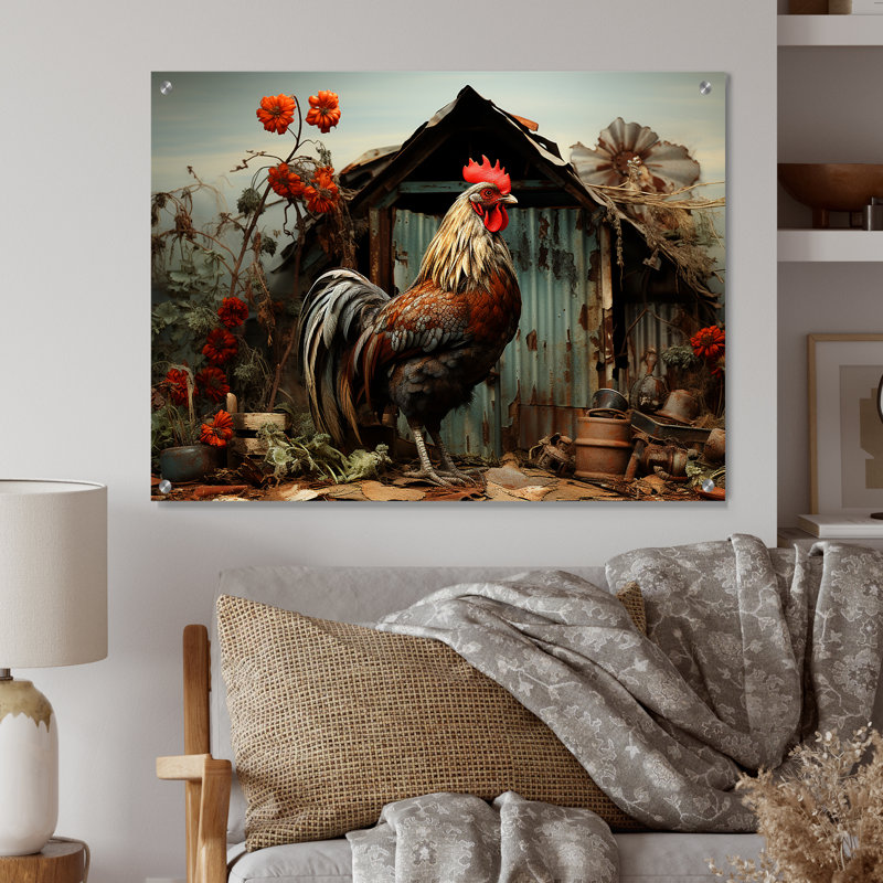Roaster Barnyard Serenade I - Décoration murale acrylique en forme de grange, H 12 po x l 20 po