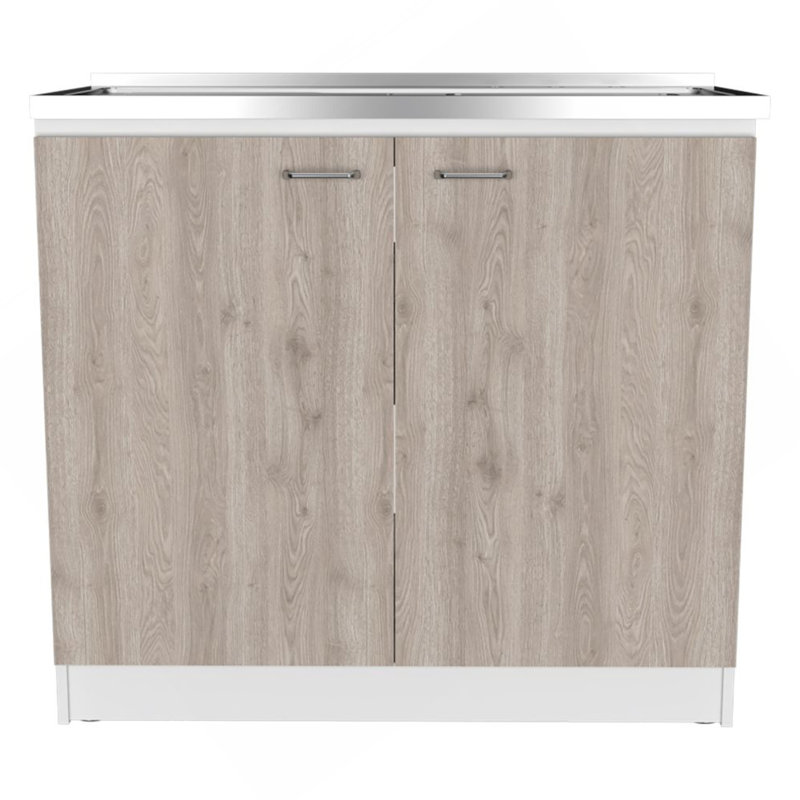 Oklahoma Utility Sink, Double Door Cabinet, Stainless Steel Countertop