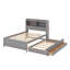 Lit plateforme double avec lit gigogne, tiroirs et port USB-190975186