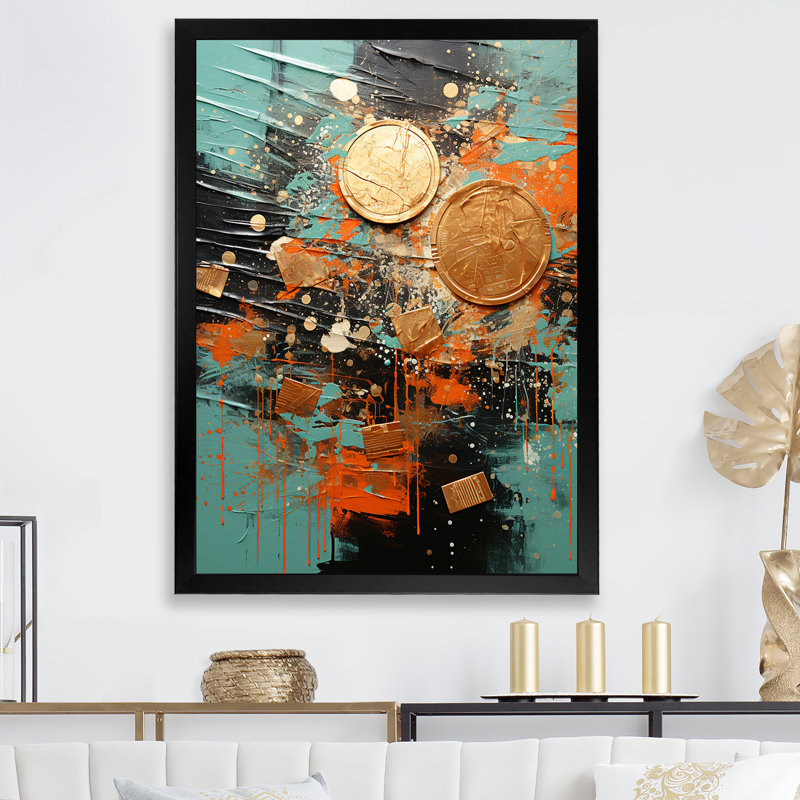 Popart, art dynamique sur toile "Dollars dynamiques "_105757, H 40 po x l 30 po x P 1,5 po, Cadre simple noir