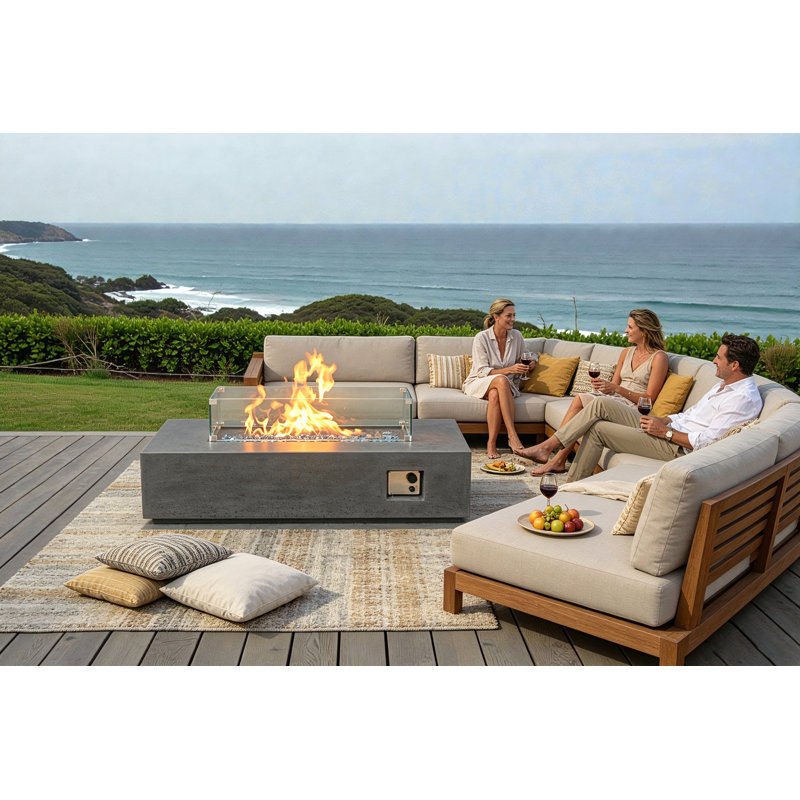 Foyer de table rectangulaire en béton 52 po Dublin gris foncé, Gris foncé