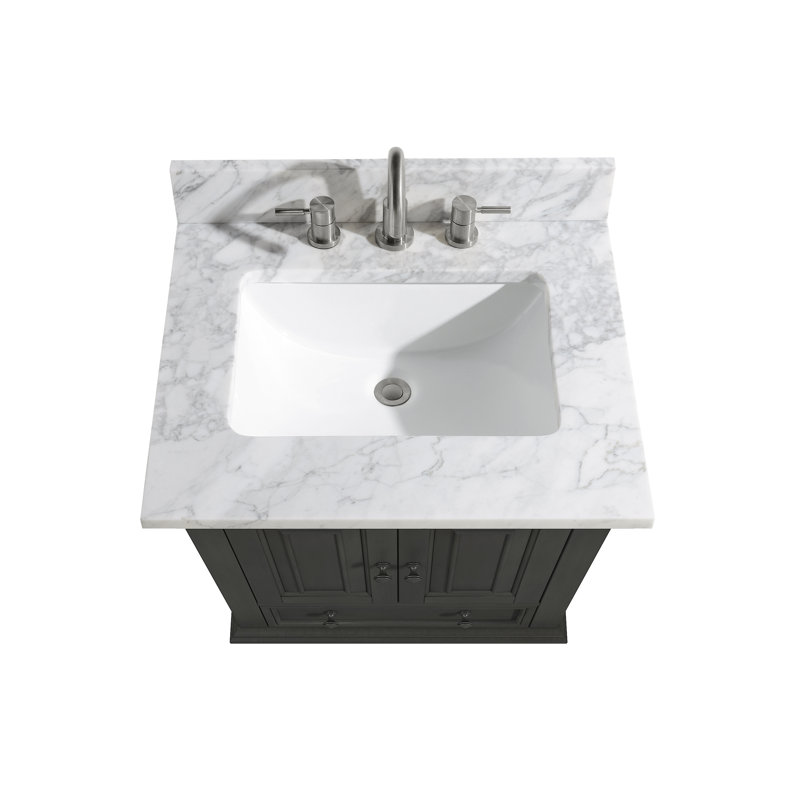 Thompson 25" Single Modern Bathroom Vanity Set, Charcoal Glaze, Carrera White