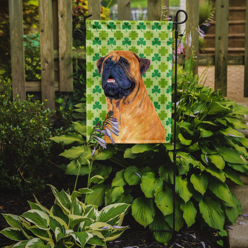 Drapeau de jardin à 2 côtés st. patrick day trèfle, Mastiff (brun et noir)