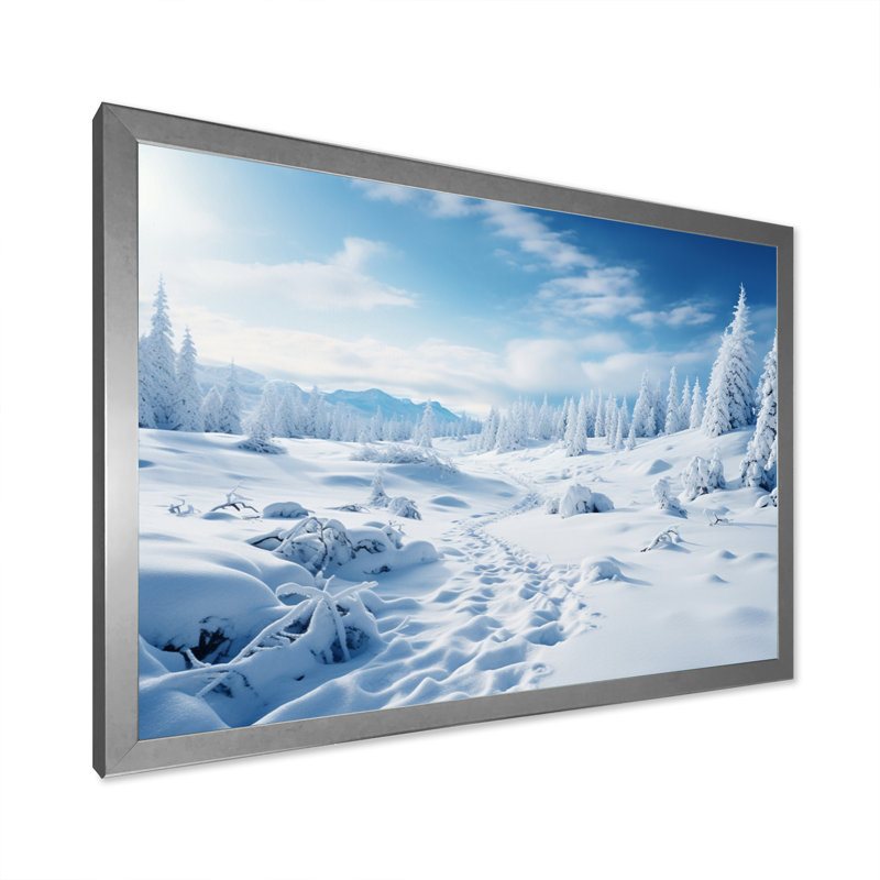 «Winter Snow Wonderland» sur toile, H 30 po x l 40 po x P 1,5 po, Cadre simple argenté