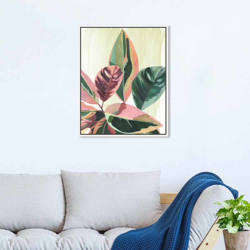 Green inspo II - Impression sur toile, H 21 po x l 17 po x P 1,8 po, Toile avec cadre flottant blanc