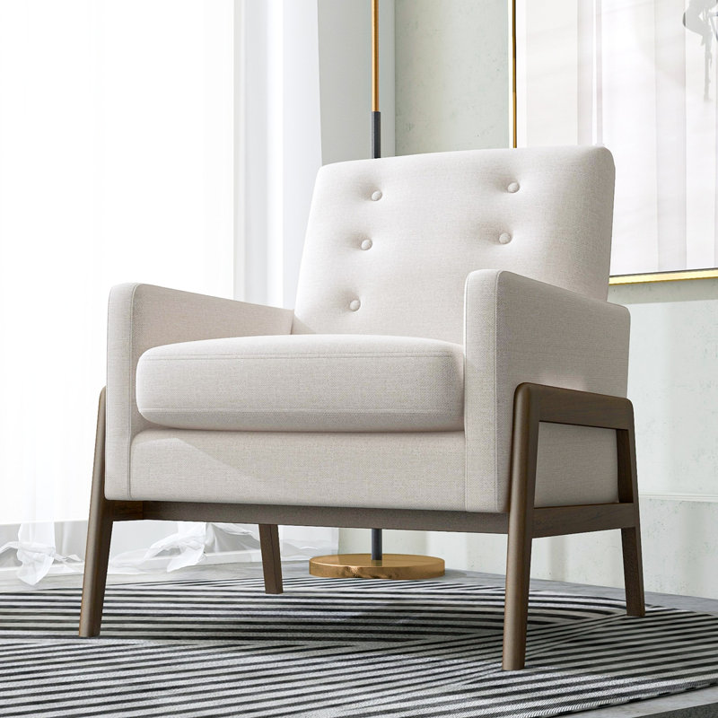 29,09 po de large chaise capitonnée chaise de lecture canapé-lit chaise confortable, Tissu beige