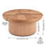 Table basse 33,5 po ronde cannelée avec plateau en bois véritable et base cylindrique, plateau de table épaissi, table basse Mid-Century moderne pour salon, petit espace-1697388934
