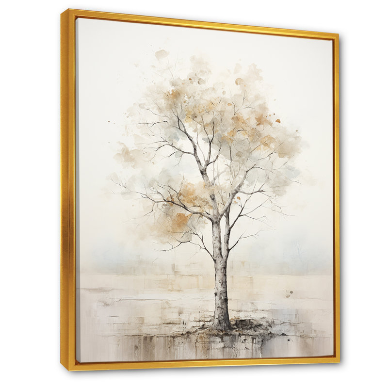 «Beige minimalisme», art mural africain, Cadre flottant doré, H 20 po x l 12 po x P 1 po