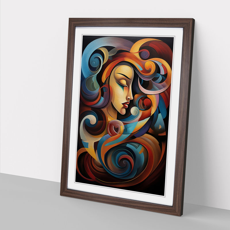 Aquarius Zodiac Abstract - Framed Print, 46cm H x 34cm W x 2cm D, Walnut Framed