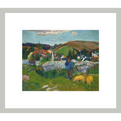 The Swineherd by Paul Gauguin - Framed Giclee Print