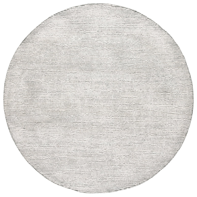 Xaniah Hand Tufted Wool/Viscose/Cotton Solid Color Rug in Charcoal/Ivory/Charcoal/Ivory, Round 6'