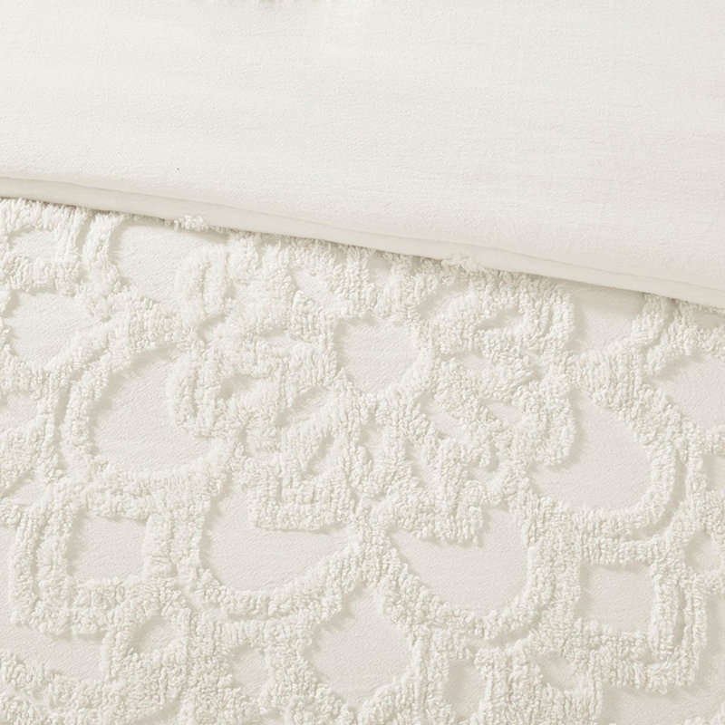 Ensemble de housse de couette pour lit double / grand, Housse de couette grand et 2 taies décoratives, Blanc cassé
