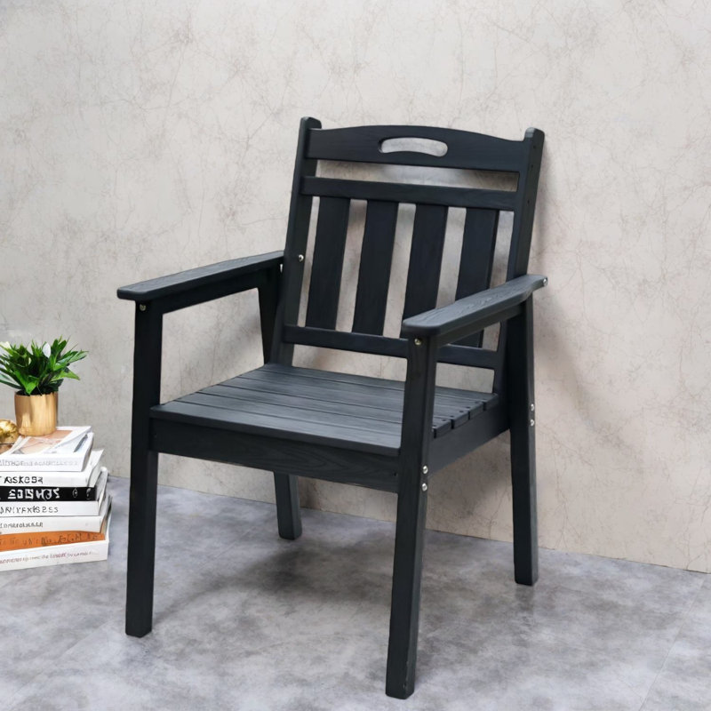 Chaises de salle à manger durables en PEHD, style moderne pour les jardins et les patios, finition noire