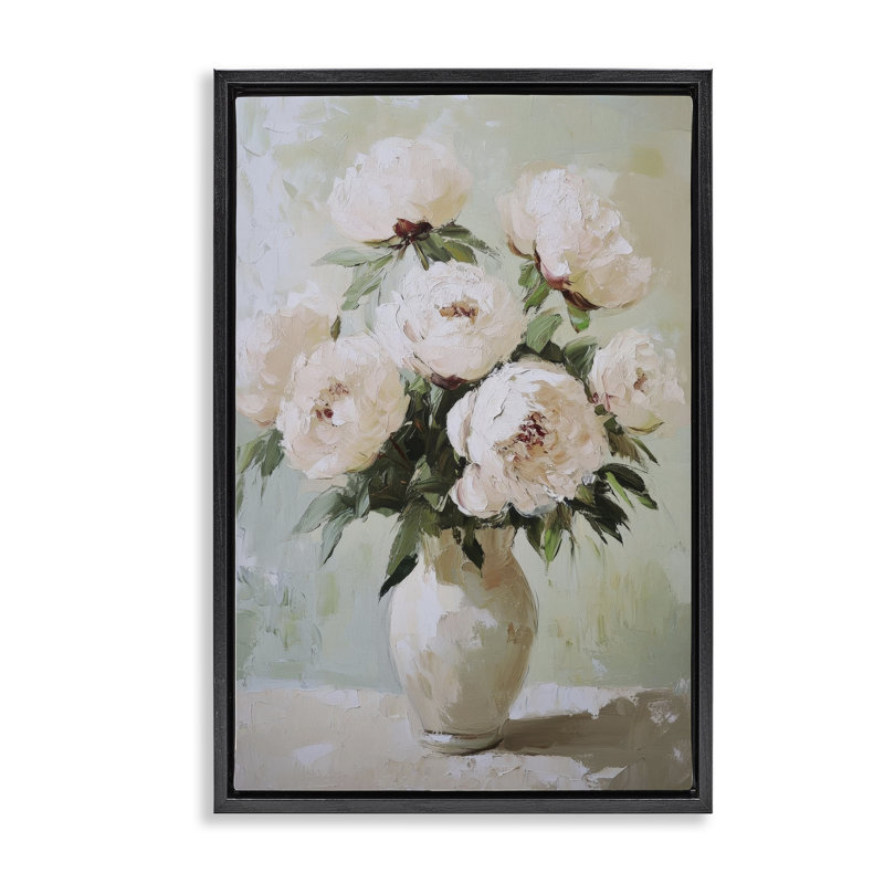 Cadre flottant doux à motif floral rose, design par Petal Prints Design, Cadre flottant noir de jais, H 25 po x l 17 po