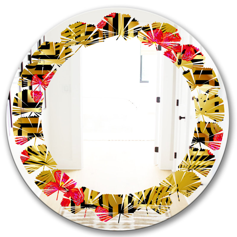 Miroir mural sans cadre en forme de luxe tropical, 31,5 po x 31,5 po