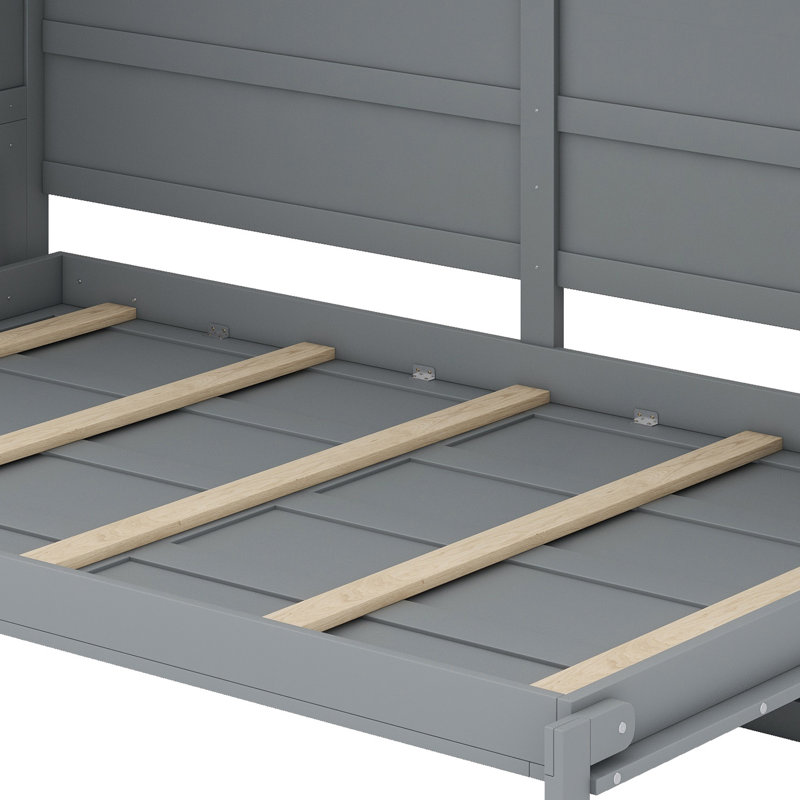 Murphy Bed Wall Bed with Cabinets, Gray