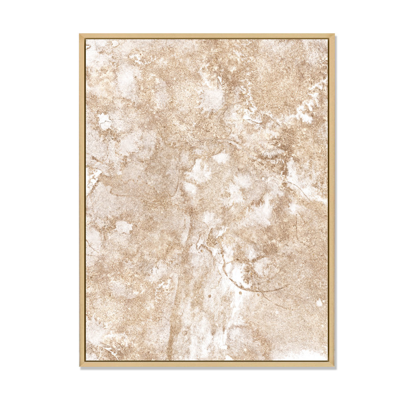 Marbre et or abstrait - peinture sur toile, H 32 po x l 16 po, Cadre flottant en érable