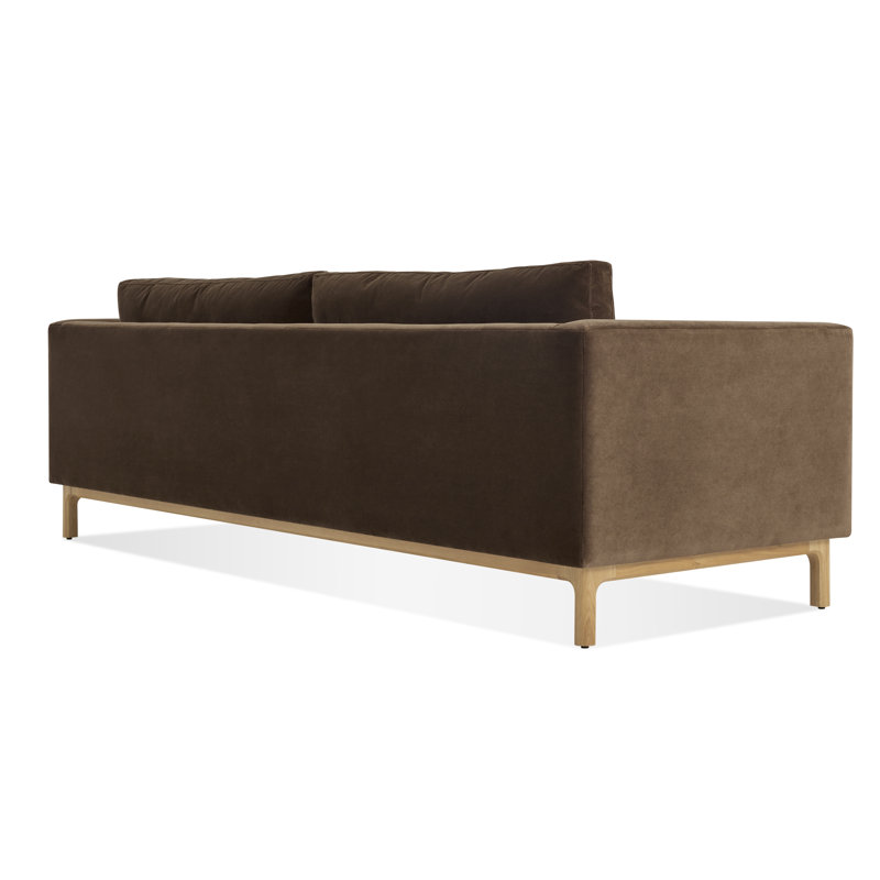 Guide Sofa, 31" H x 96" W x 36" D, White Oak, Coffee Velvet Polyester Blend