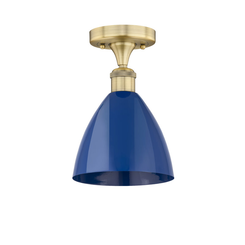 Plafonnier semi-encastré Riegelsville, Laiton brossé, Bleu