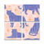 Ensemble de 4 panneaux muraux - Rachel Hallquist «Tigers Blue», art mural sur toile pour le salon, la chambre à coucher ou le bureau 