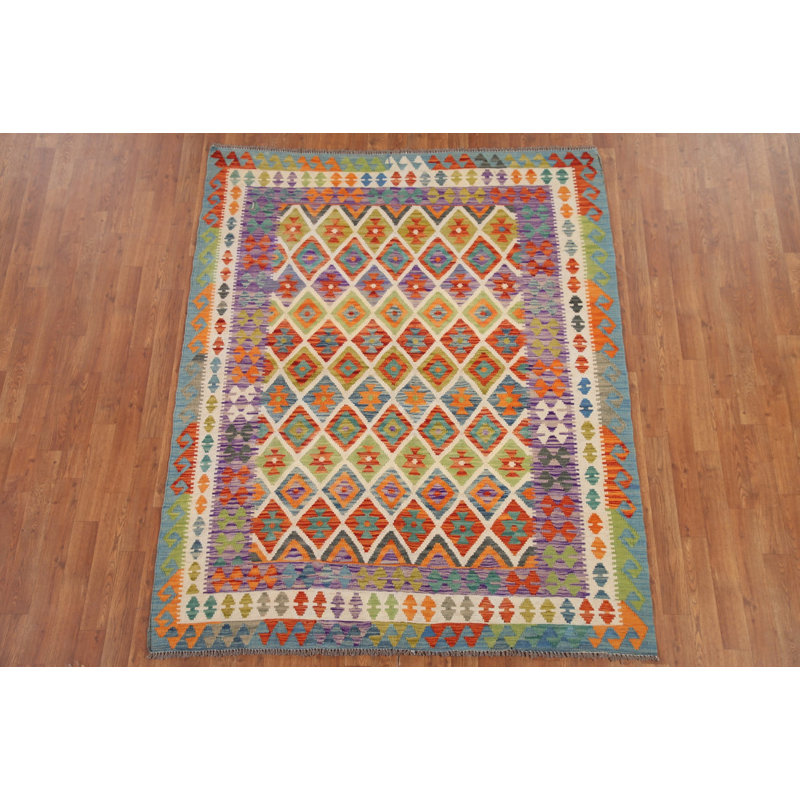 Tapis oriental géométrique Kilim 5 x 6