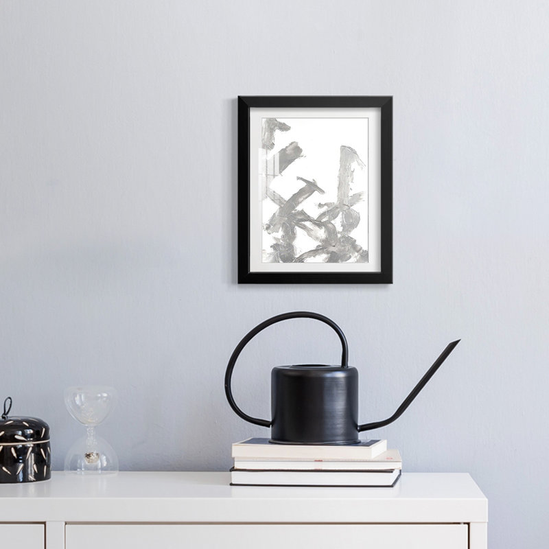 Silvery Strokes II - Impression encadrée, H 28,5 po x l 20,5 po, Noir