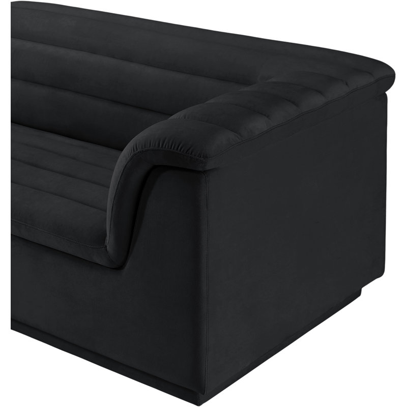 Huzaifah Upholstered 118'' Sofa, Black Velvet
