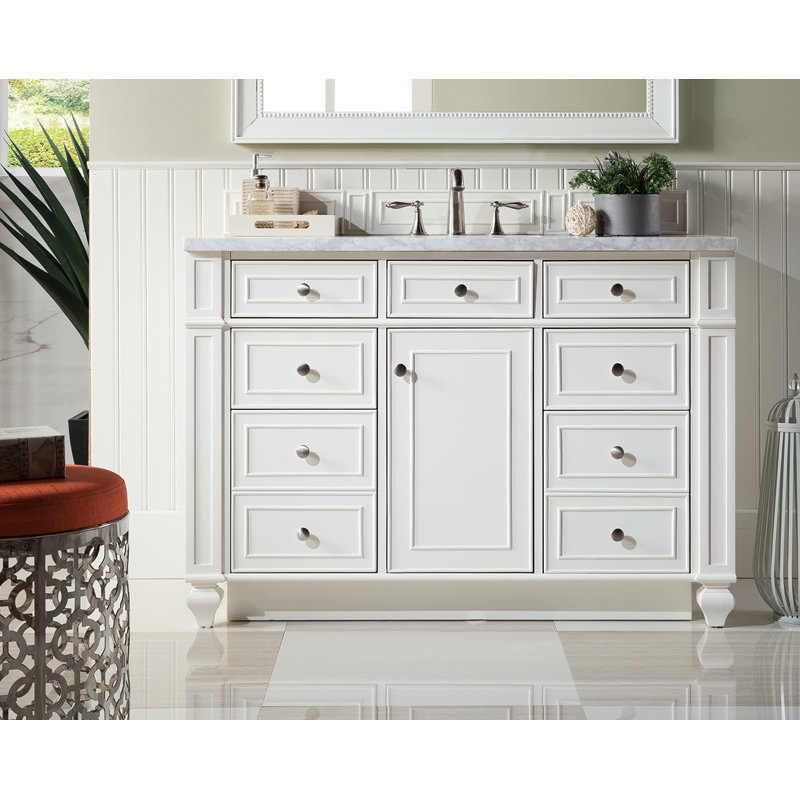 Bristol 48'' W Single Vanity, Eternal Jasmine Pearl, Bright White, 8" Widespread