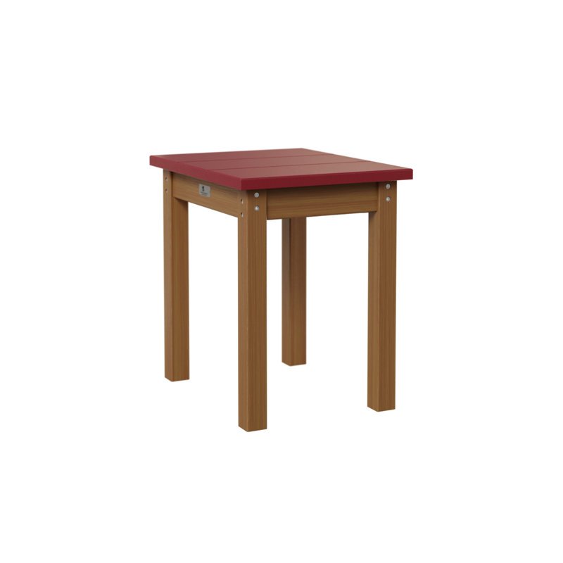 Berlin Gardens Economy End Table, Scarlet Red, Natural Teak