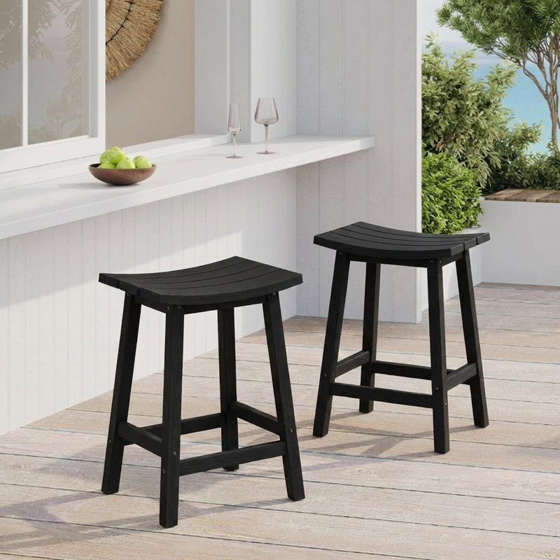 Tabouret de comptoir de cuisine Backless, Noir, 24"