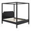 Lit plateforme moderne à baldaquin en bois, tête de lit intégrée et pieds de support-129422280