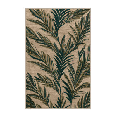 Tapis botanique brun lavable à la machine
