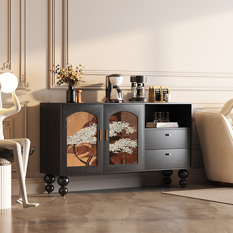 Buffet grande capacité 59,1 po, Noir / brun
