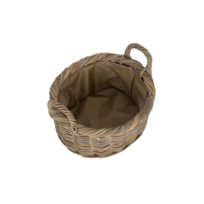 Rattan Storage Basket with Lining, 26cm H x 32cm W x 36cm D