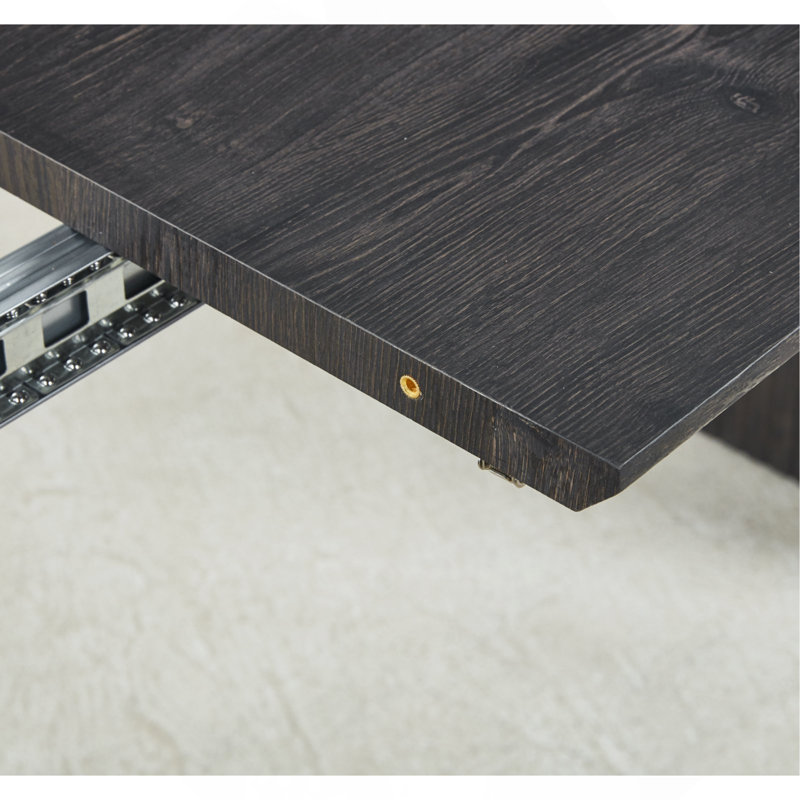 Système de remplacement robuste de rails de glissement et de pieds métalliques extensibles pour tables en MDF, Noir