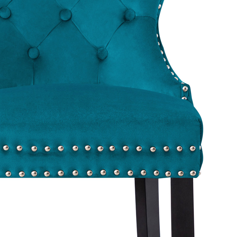 Tabouret de bar et de comptoir Kirsten, Tabouret de comptoir (siège d’une hauteur de 24, Bleu sarcelle / cadre noir