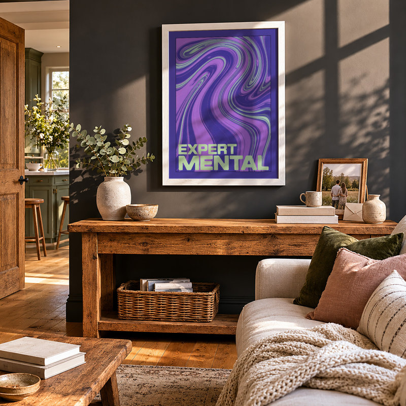 Swirling Mental Modern - Print, A3 - 42.0 x 29.7 cm, White