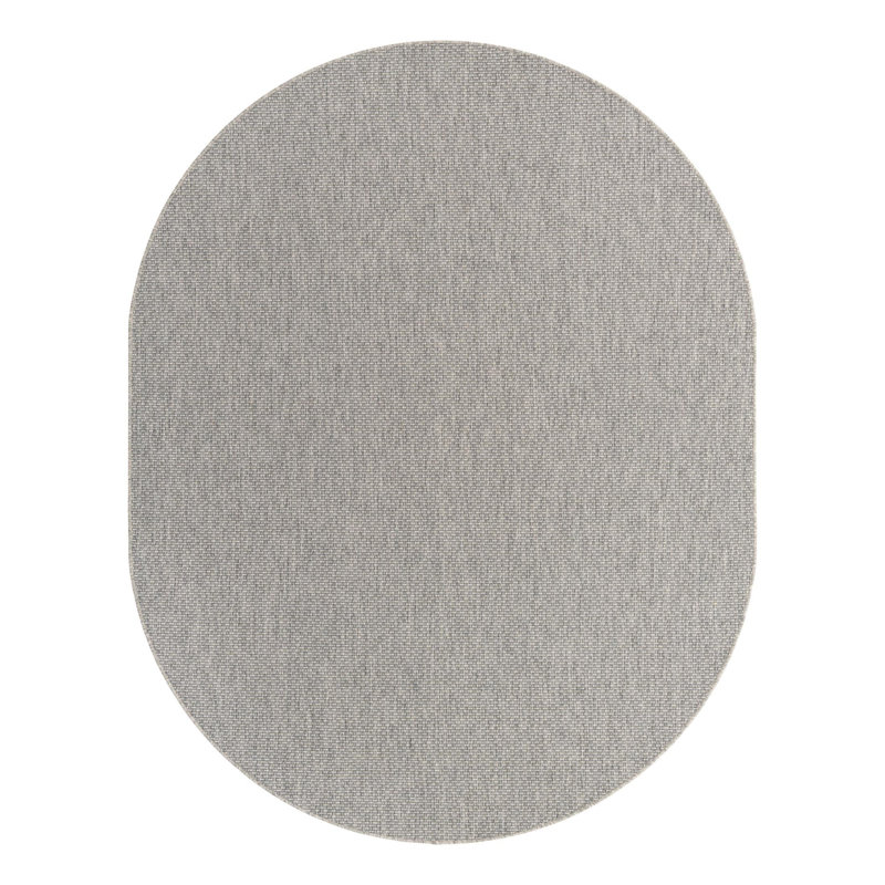 Highland Light Gray/Ivory Indoor/Outdoor Use Area Rug, Oval 7'10" x 10'