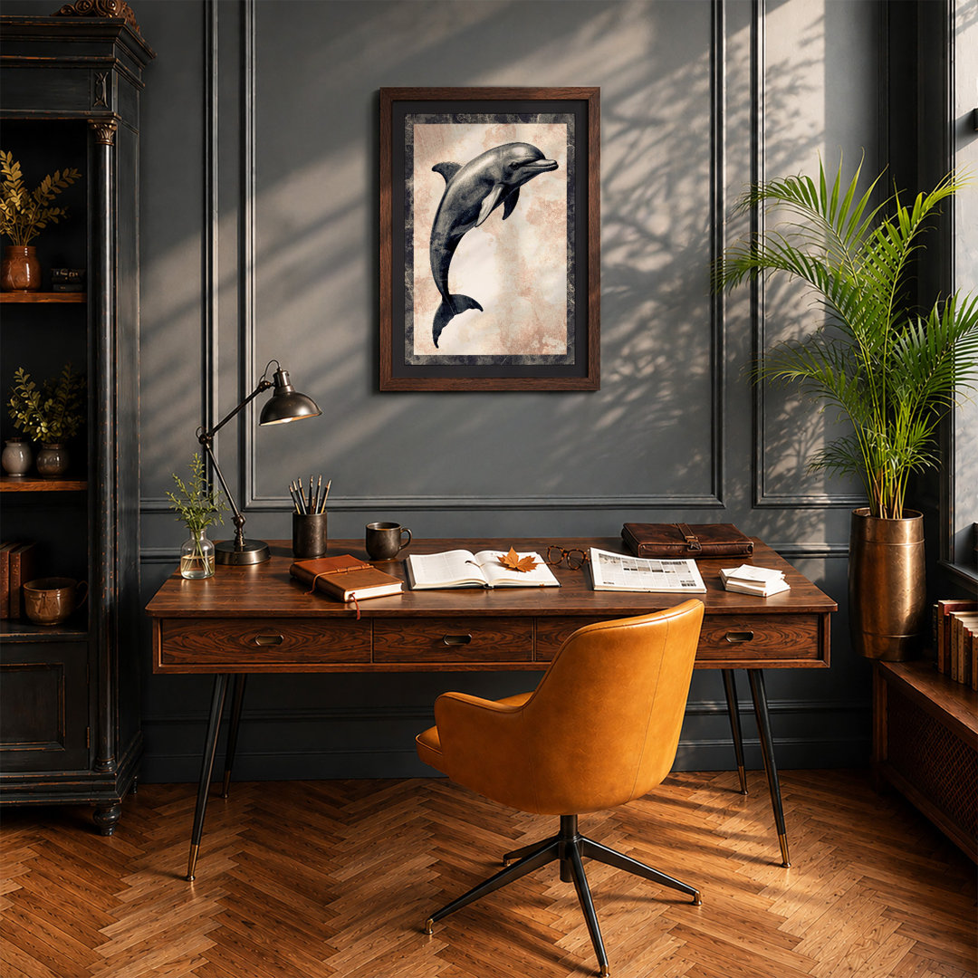 Leaping Dolphin Coastal - Framed Print